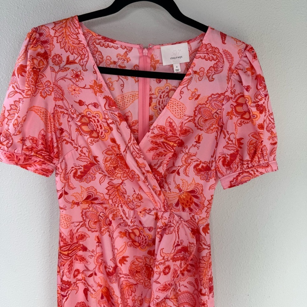NWOT CINQ A SEPT Kay Floral-Print Midi-Dress English Rose Multi Boho Women’s 0 - Picture 7 of 14